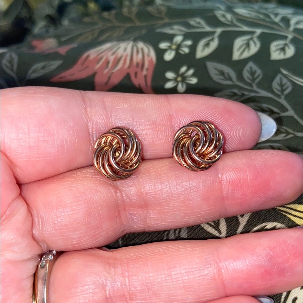 Dyadema Rose Gold Over Silver Knot Earrings